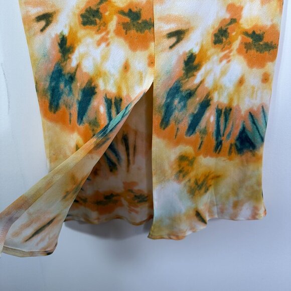 Selfie Leslie Show Me Love Cowl Neck Midi Dress Tie Die Orange Multi Women's XS - Picture 11 of 14
